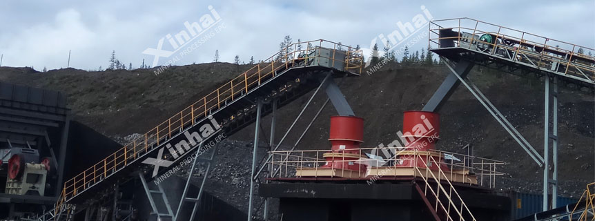 A jaw crusher and a cone crusher from Xinhai are at work in Russia's 500tpd gold ore dressing plant.jpg